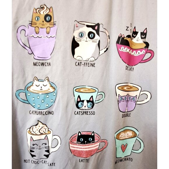 Secret Treasures 2X (18-20W) Pajama Top Coffee Cats - Picture 4 of 5